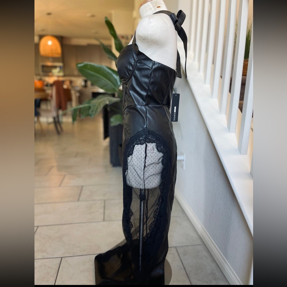 Faux Leather Corset Maxi Dress in Black M - Picture 6 of 6